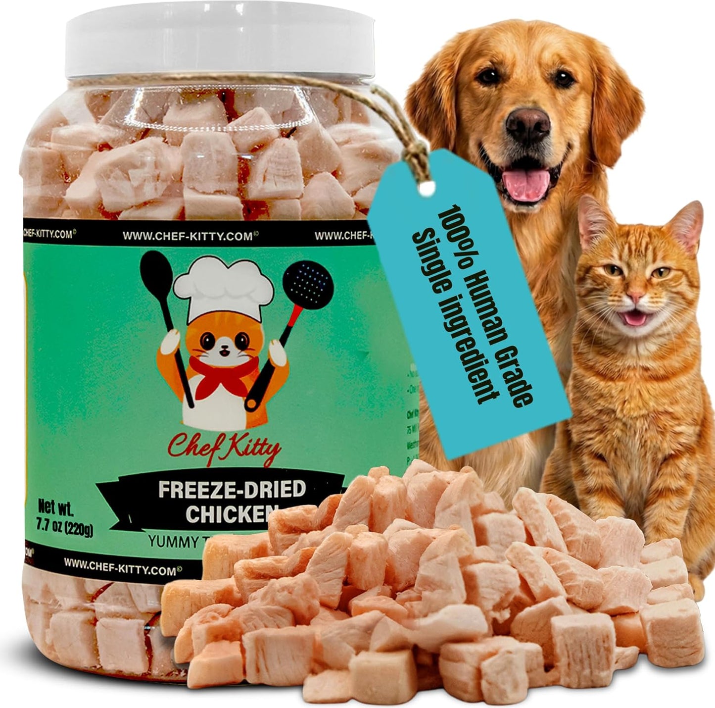 Freeze Dried Chicken Cat Treats | Healthy Dog Food Toppers 100% Human Grade | Single Ingredient, Grain Free Chicken Dog Treats | Inspected & Tested in USA | No Additives or Preservatives, 1.75 oz - Image 10