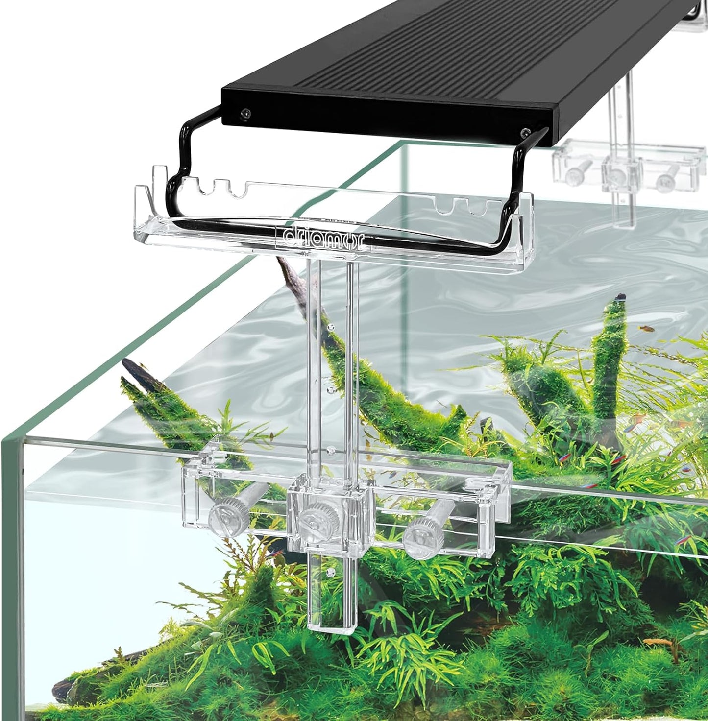 driamor Aquarium Light Holder Adjustable, Clear Acrylic Fish Tank LED Light Riser Stand Aquarium Lamp Brackets Kit 2pcs Transparent Support for Width 2.34-4.7 Inches Light with Extendable Bracket - Image 7