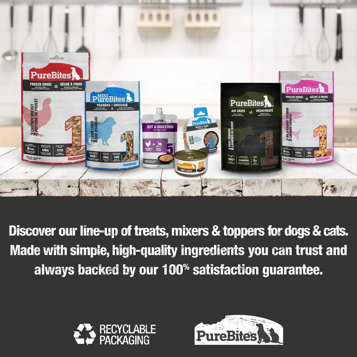 PureBites single ingredient high protein freeze dried dog training rewards packaging details
