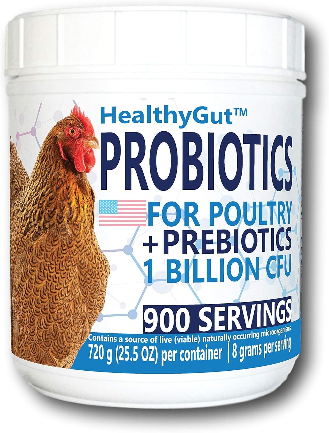 Authentic imported USA poultry supplement packaging illustrating optimal digestive care for chicks and adults.