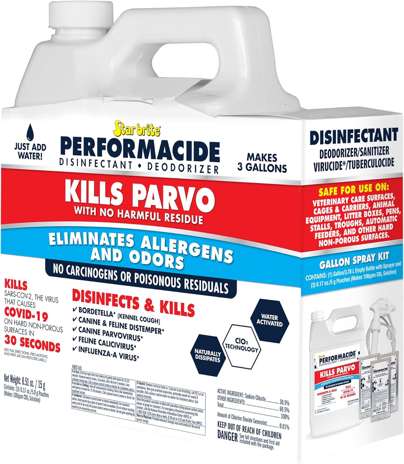 PERFORMACIDE No-Rinse Disinfectant / Deodorizer for Pet Surfaces | Kills Parvovirus, Ringworm, Feline Calicivirus, Avian Influenza (Bird Flu) Eco Friendly, Naturally Dissipates, Refillable, 32 OZ Kit - Image 10