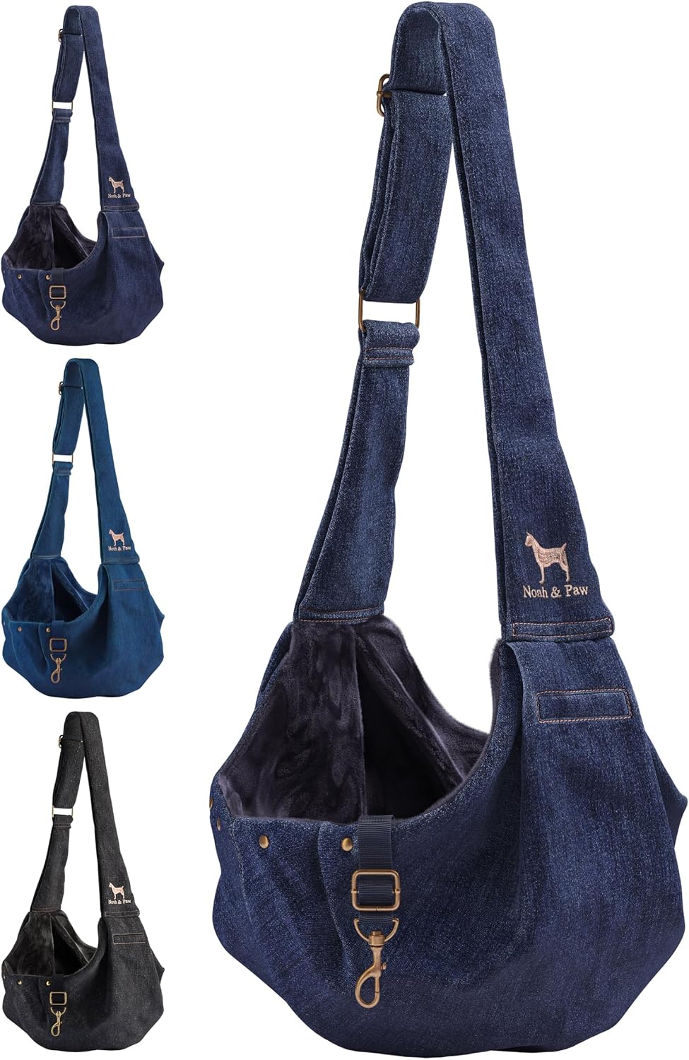 Noah & Paw Dog Sling Carrier for Small Dogs 5-18lb, Dog Sling for Small Dogs and Cats, Dog Carrier with Adjustable Padded Strap, Premium Denim, Lined with Fur, Double Safety Feature, Machine Washable - Image 11