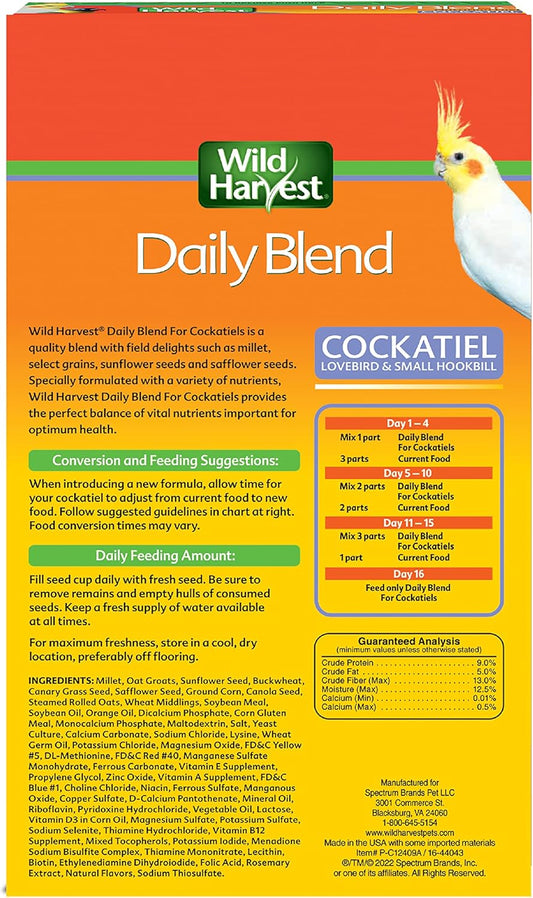 Wild Harvest bird food nutrition label details