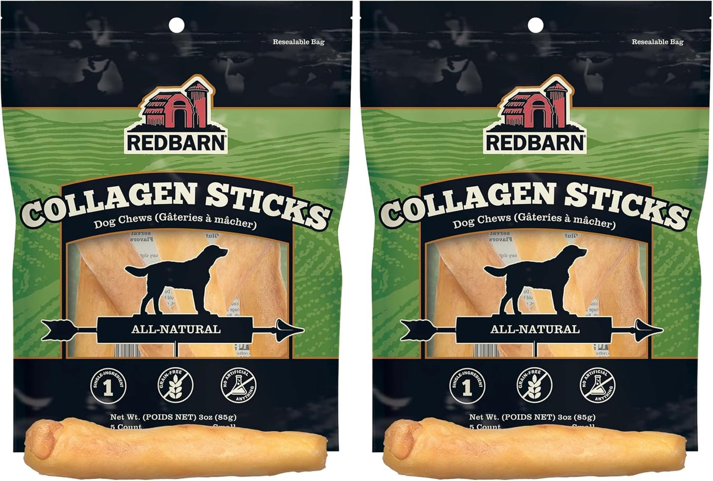 Redbarn premium low odor rawhide alternative dog treats packaging