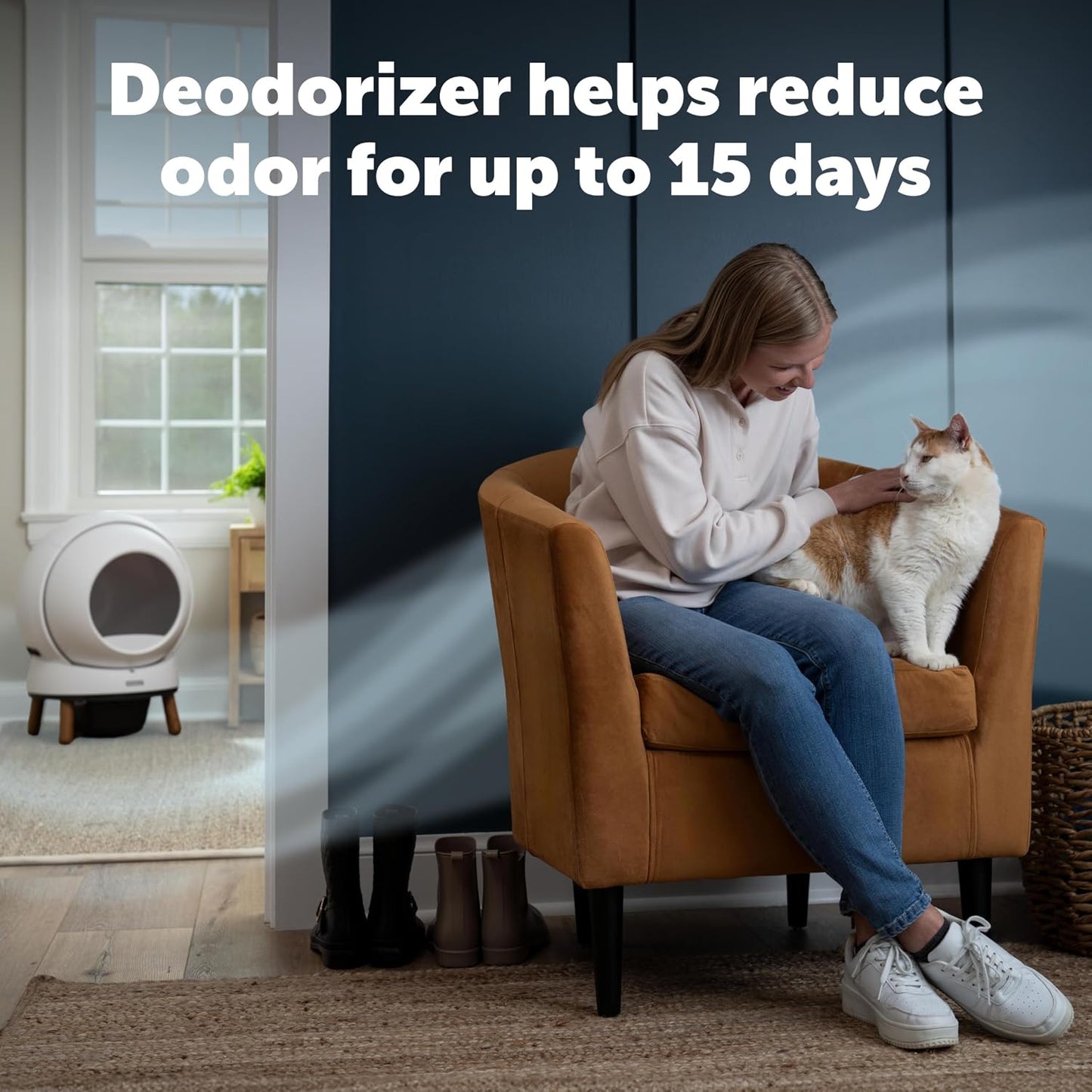 Authentic pet care essential oil deodorizer pods showing compact size and sleek design layout.