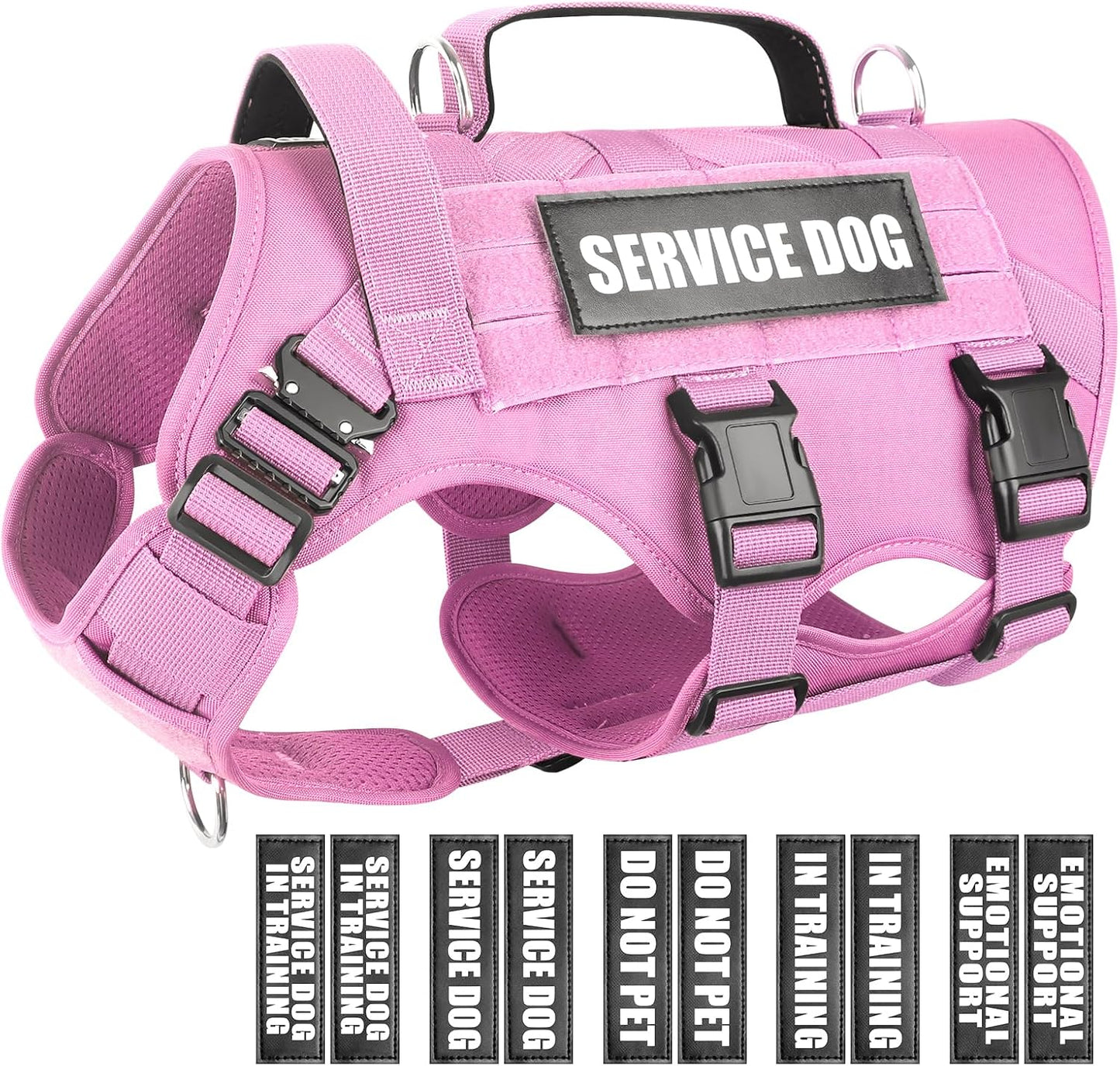 WINSEE Service Dog Vest Harness for Large Dog, Tactical Working MOLLE Vest with 10 Pet Patches, No Pull Heavy Duty Harness for Training Walking - Image 13
