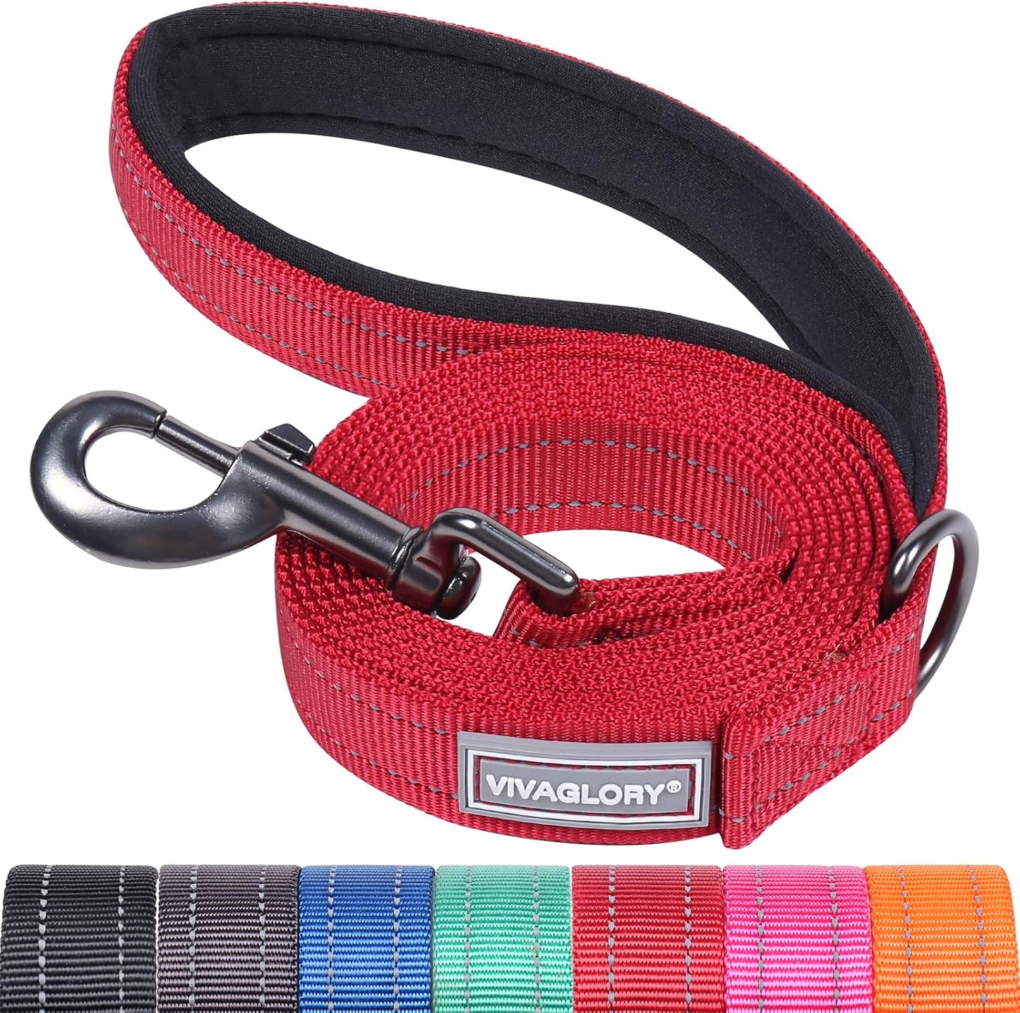 VIVAGLORY Dog Leash Dailyx Pet Leash with Soft Padded Handle for Training & Walking, Heavy Duty & Double Layer Nylon for Pet Puppy Collar, 3ft x 1in, Black - Image 15