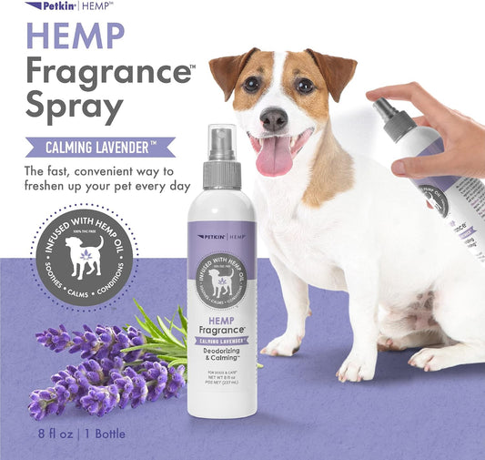 Petkin hemp and lavender pet deodorizing spray for cats and dogs