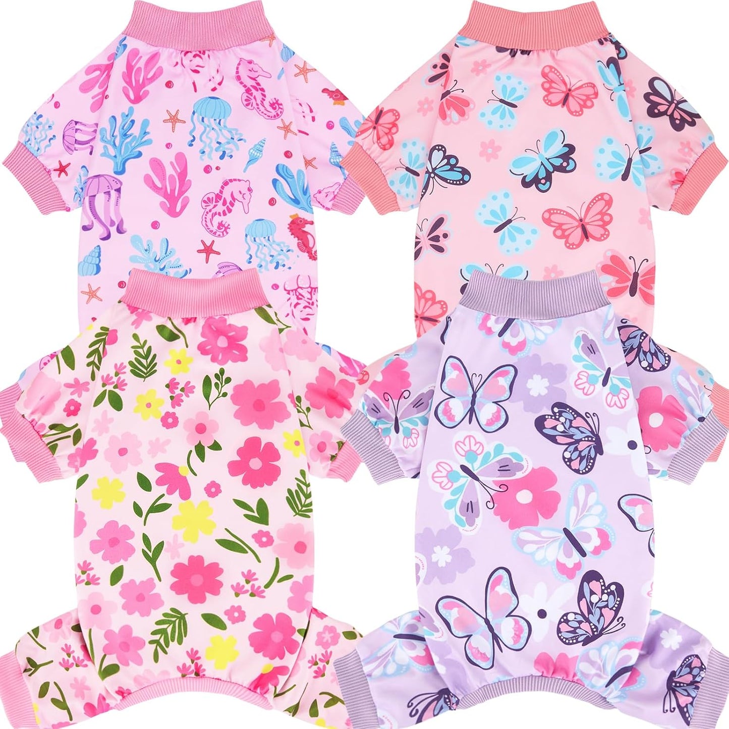 XPUDAC 4 Pieces Dog Pajamas Soft Strechy Puppy Onesies Pet Clothes for Small Medium Dogs Boy Girl Cat Pet Outfit, 153-XS - Image 15