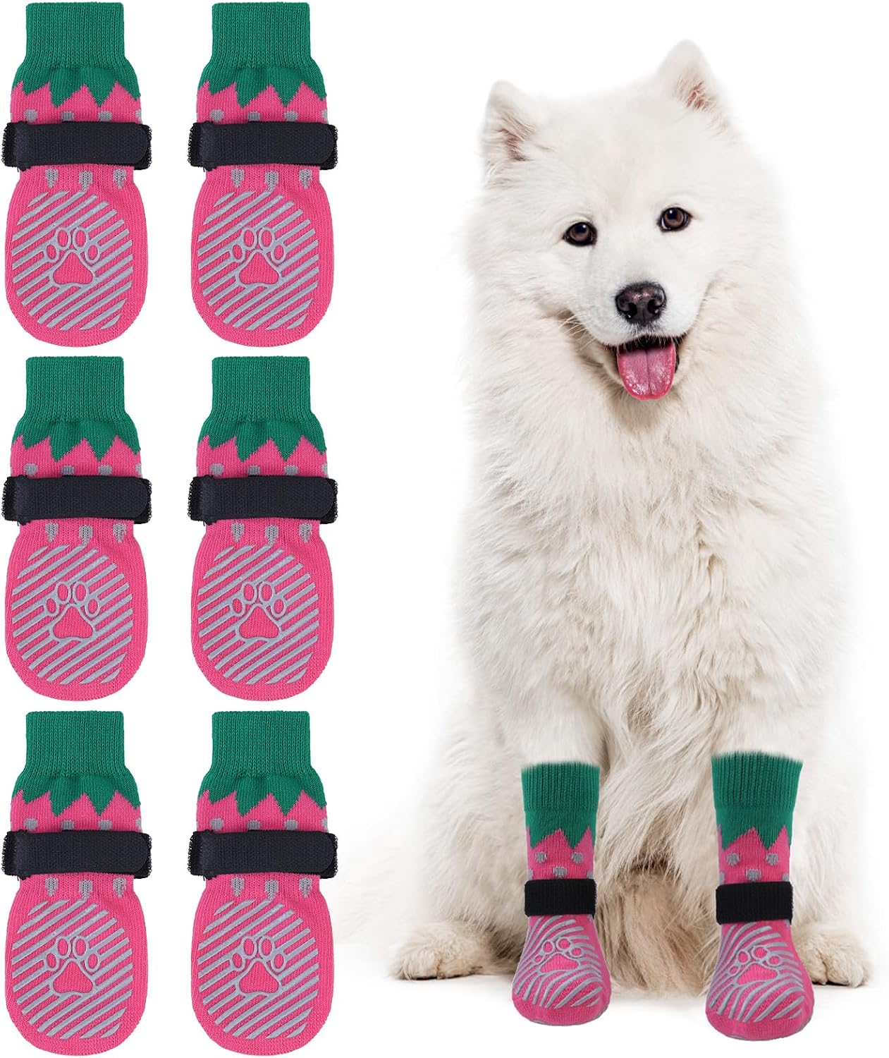 EXPAWLORER 6Pcs Anti-Slip Dog Socks to Prevent Licking Paws,Dog Shoes for Hot Pavement,Dog Booties Traction Control on Hardwood Floor,Boots & Paw Protectors, for Puppy Small Medium Large Senior Dogs - Image 15