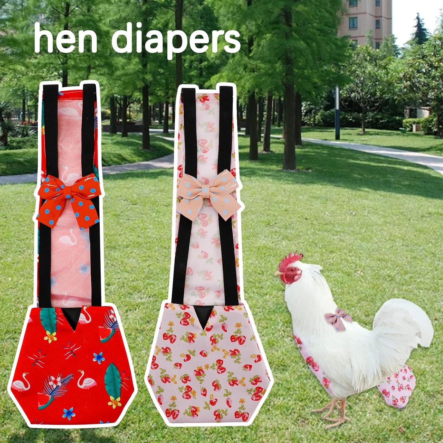 Two piece medium size chicken diaper set for indoor pet management