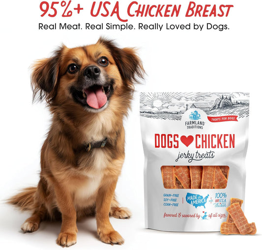 Close up of premium USA made chicken jerky dog treat strip