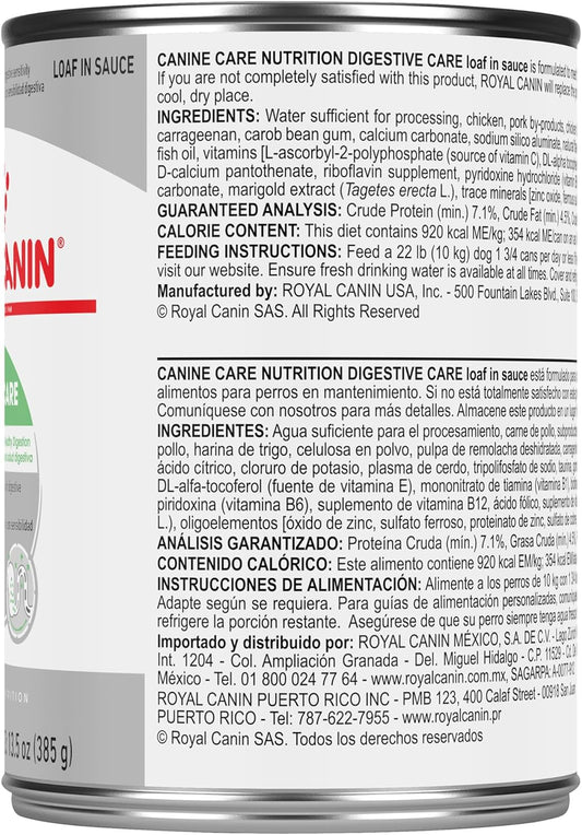 Royal Canin Canine Care Nutrition Digestive Care canned dog food 12 pack carton