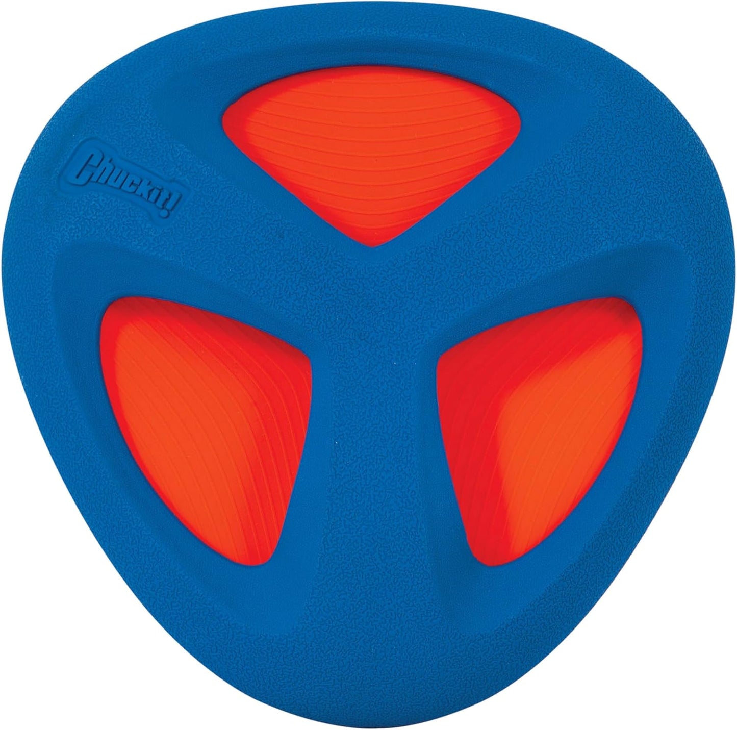 Large breed dog playing with orange and blue Fetch Wheel