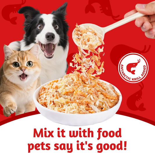 Just Try pet meal mixer with chicken and egg yolk ingredients display