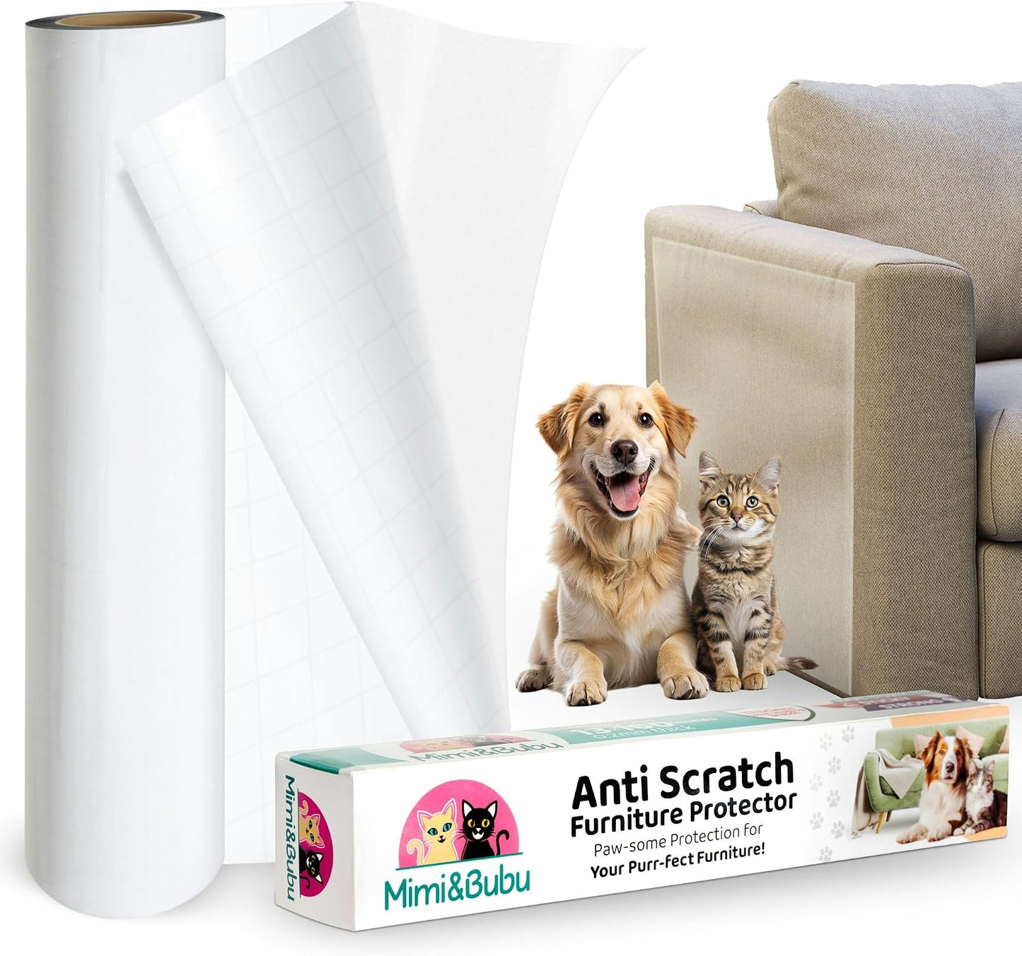 Pet friendly home setting with Mimi&Bubu furniture guard installed