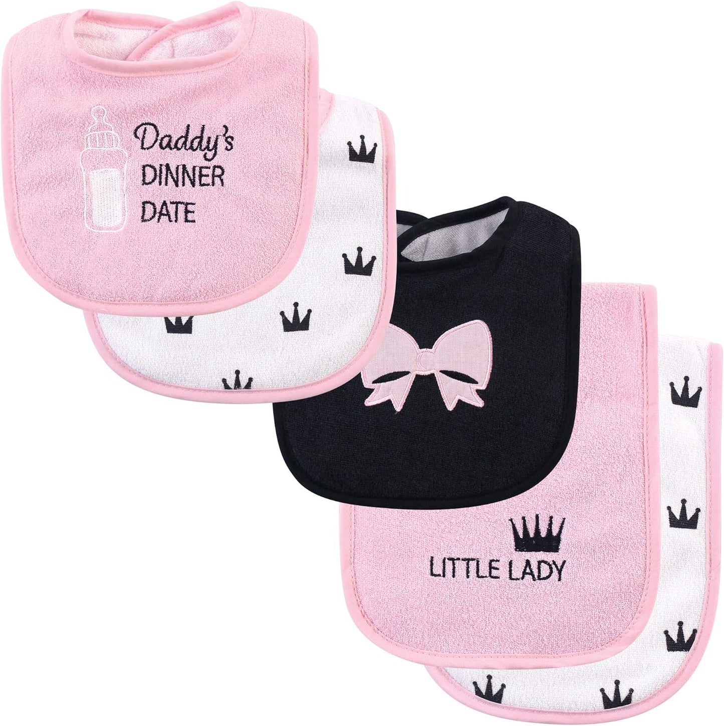 Hudson Baby Unisex Dinner Date cotton terry bib and burp cloth set front view