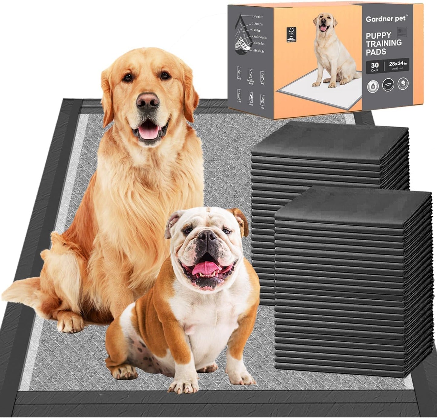 Charcoal Puppy Pads 28x34 Inches Extra Large Dog Pee Pads Odor-Control & Leak-Proof Disposable Pet Training Black New Edge-Wrapping Thicken Potty Pad for Dogs, Cats, Rabbits (30 Pieces) - Image 11