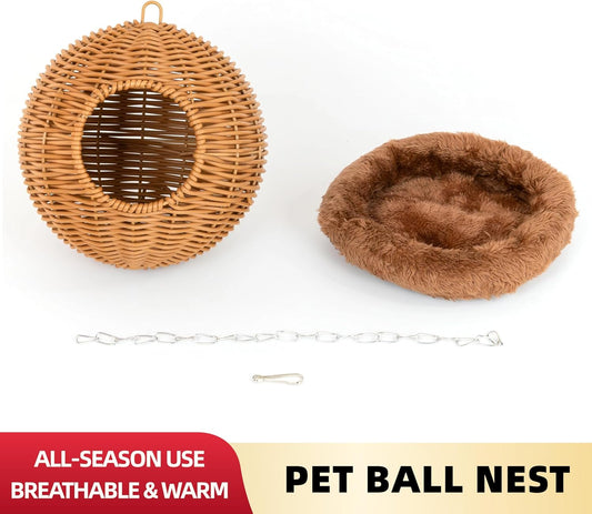 NEOUZA Sugar Glider Pouch Pet Glider Cage Sleep Bag for Small Animals Squirrels Marmosets Rats Hamsters, Metal Frame PP Rattan Durable Water Resistant Non Toxic Safe Material - Image 2
