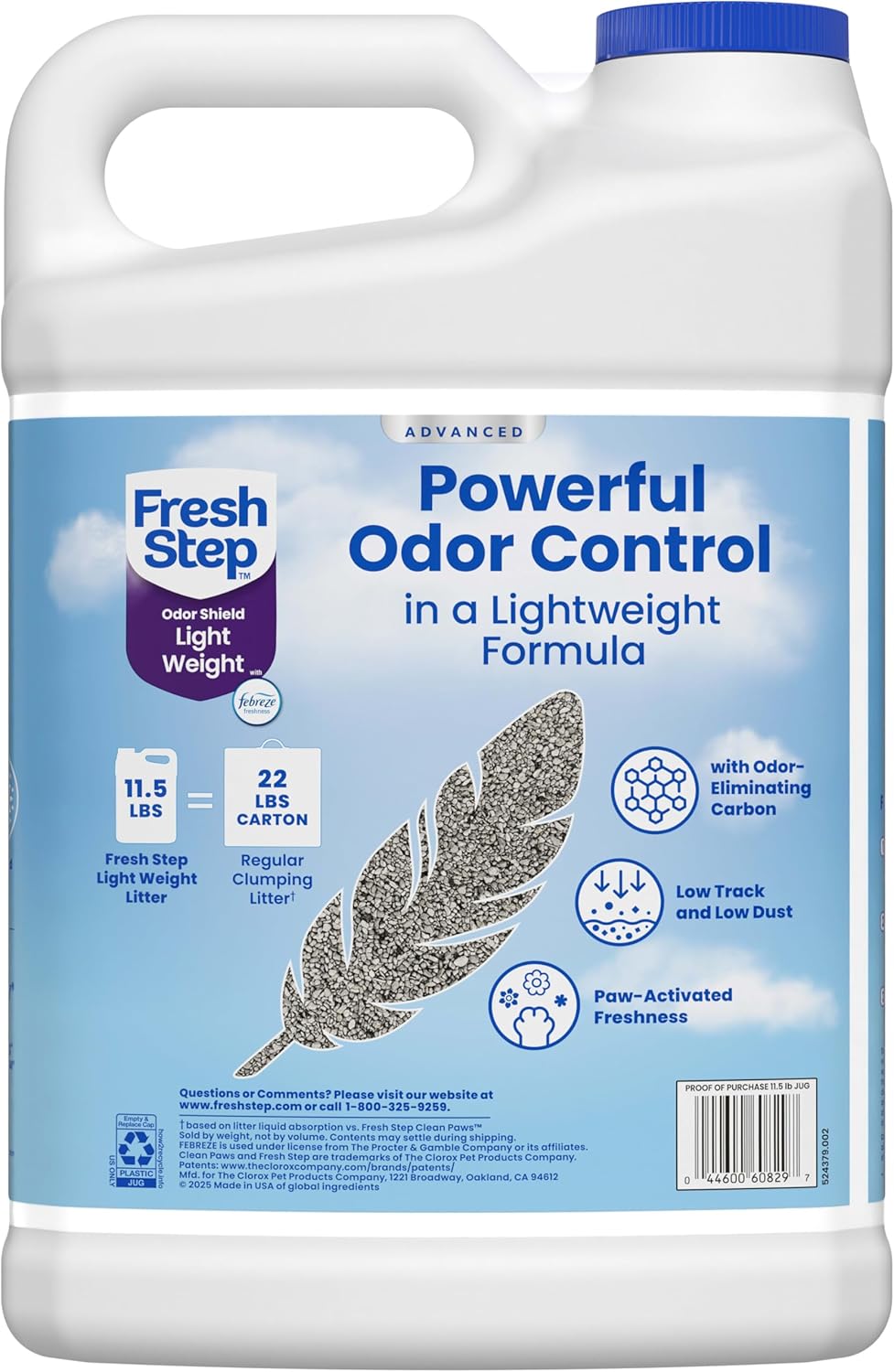 Fresh Step Advanced Odor Shield Light Weight Multi Cat Clumping Litter with Febreze Freshness, Ammonia Block Technology, 11.5 lb. Jug, Pack of 2 - Image 14