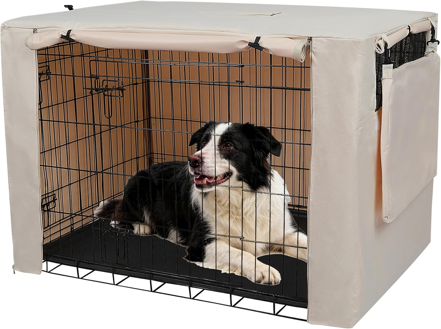 Deblue Small Dog Crate Cover Indoor, Double Door Durable Polyester Pet Kennel Cover for Small Wire Crate - (24 inches, Black) - Image 15