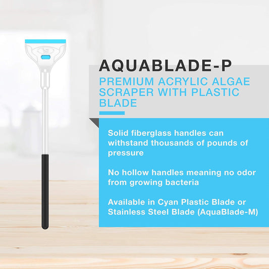 Authentic twenty-four-inch premium acrylic safe algae scraper with fiberglass handle