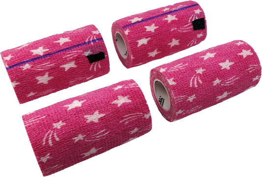 Neogen veterinary wrap hot pink star pattern showing roll detail