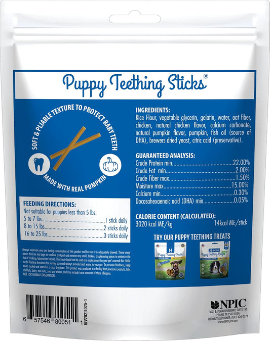 N-Bone puppy chew sticks showing pumpkin flavor label