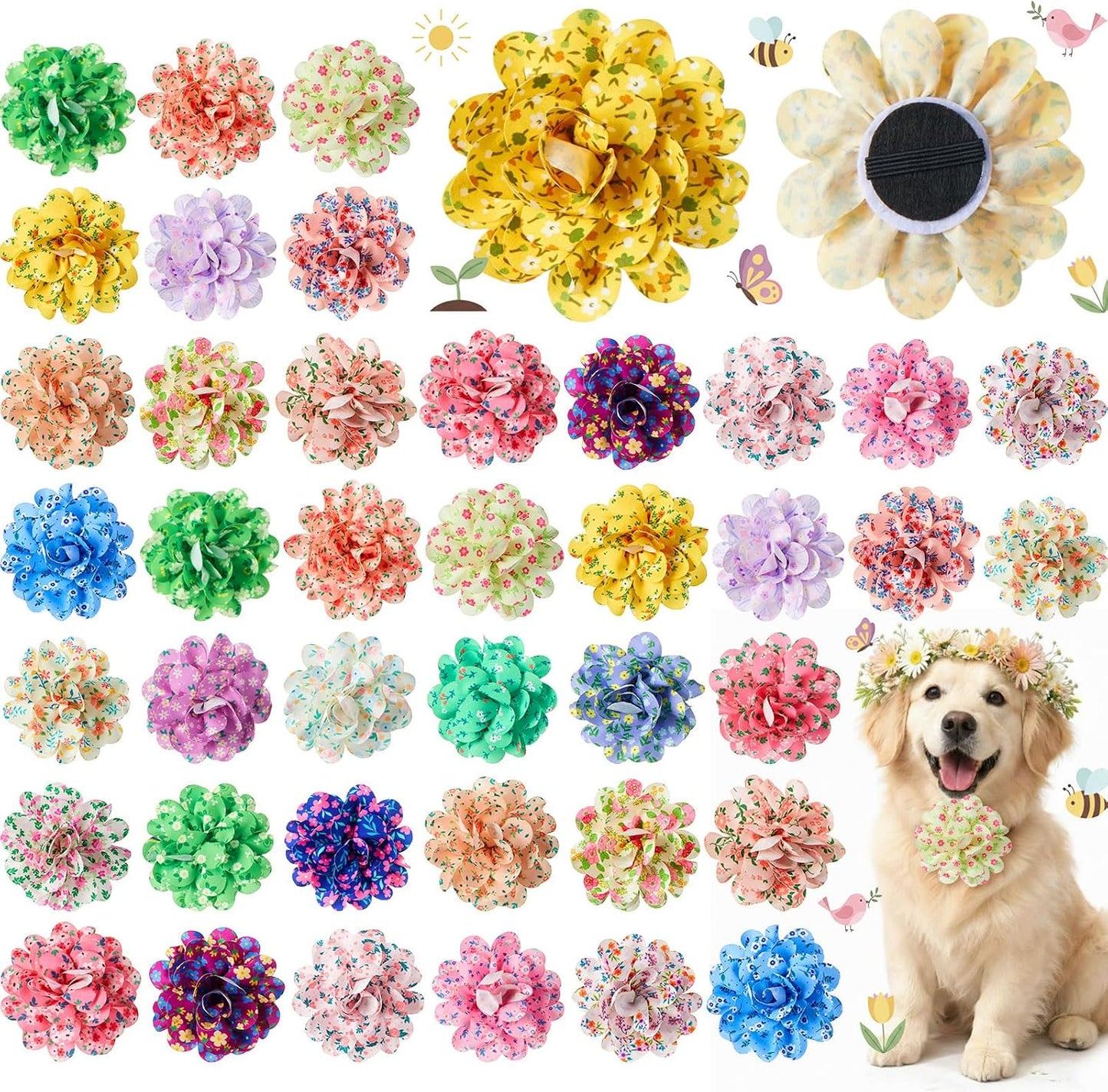 Huhumy 50 Pcs Patriotic Dog Collar Flowers Bulk 4th of July Star Dog Bowtie Flower Grooming Charms Accessories for Pets Collar Attachment Embellishment Independence Day 250th Anniversary Party Costume - Image 15