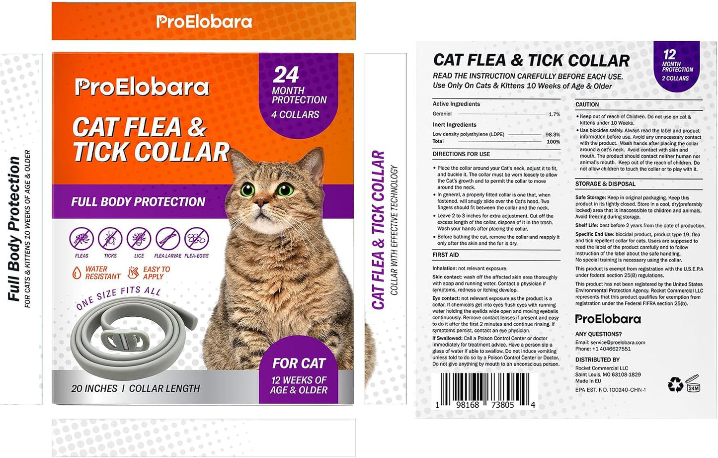 ProElobara brand flea prevention collars for cat health
