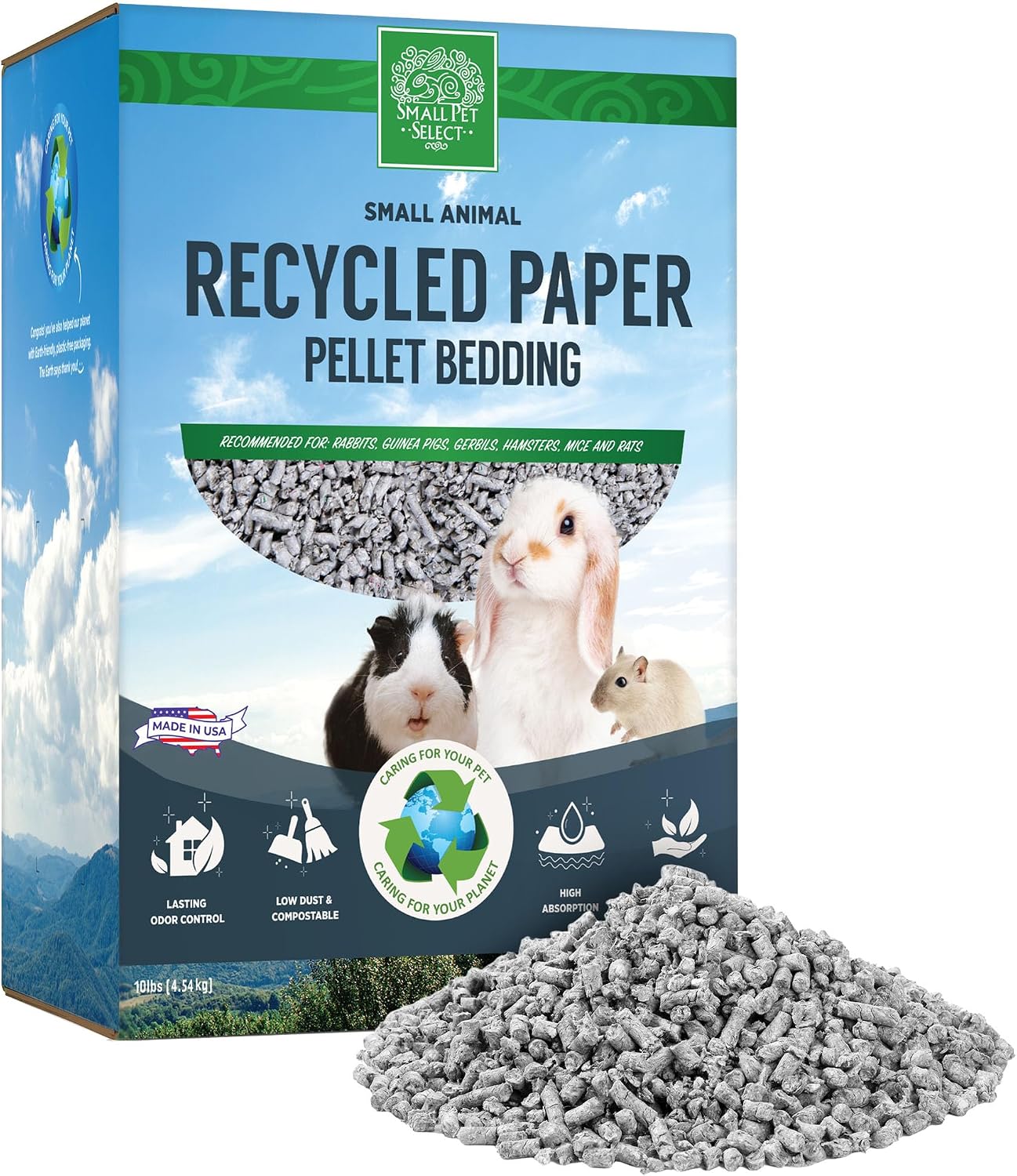 Dust-free paper pellet bedding for hamsters and bunnies