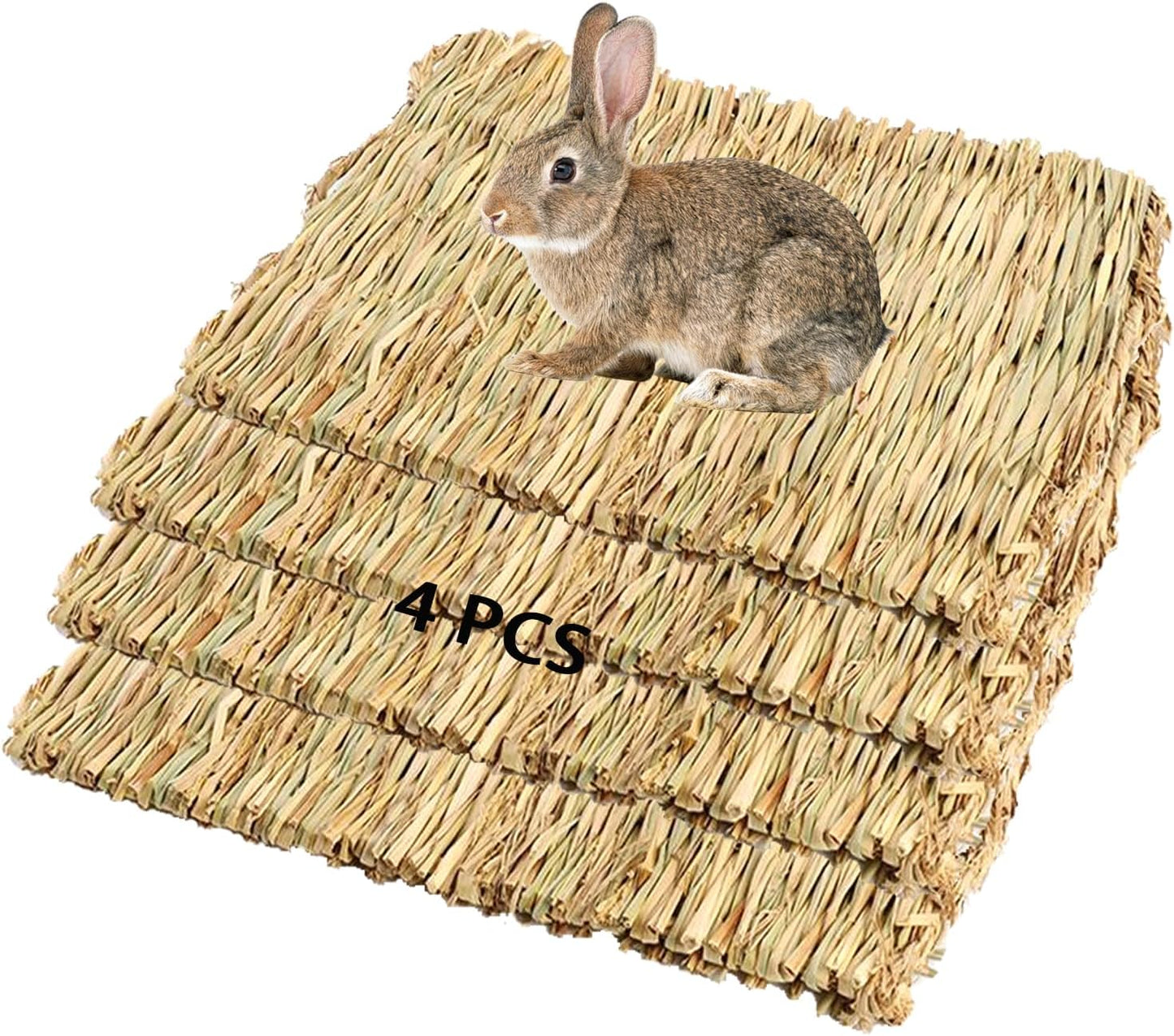 PINVNBY Hay Mats for Rabbits,12 Pack Natural Rabbit Grass Mat,Small Animal Woven Bed Resting Sleeping,Chewing,Nesting and Toys Cage Grass Matts for Bunny Guinea Pig Hamster Hedgehog Squirrel - Image 10