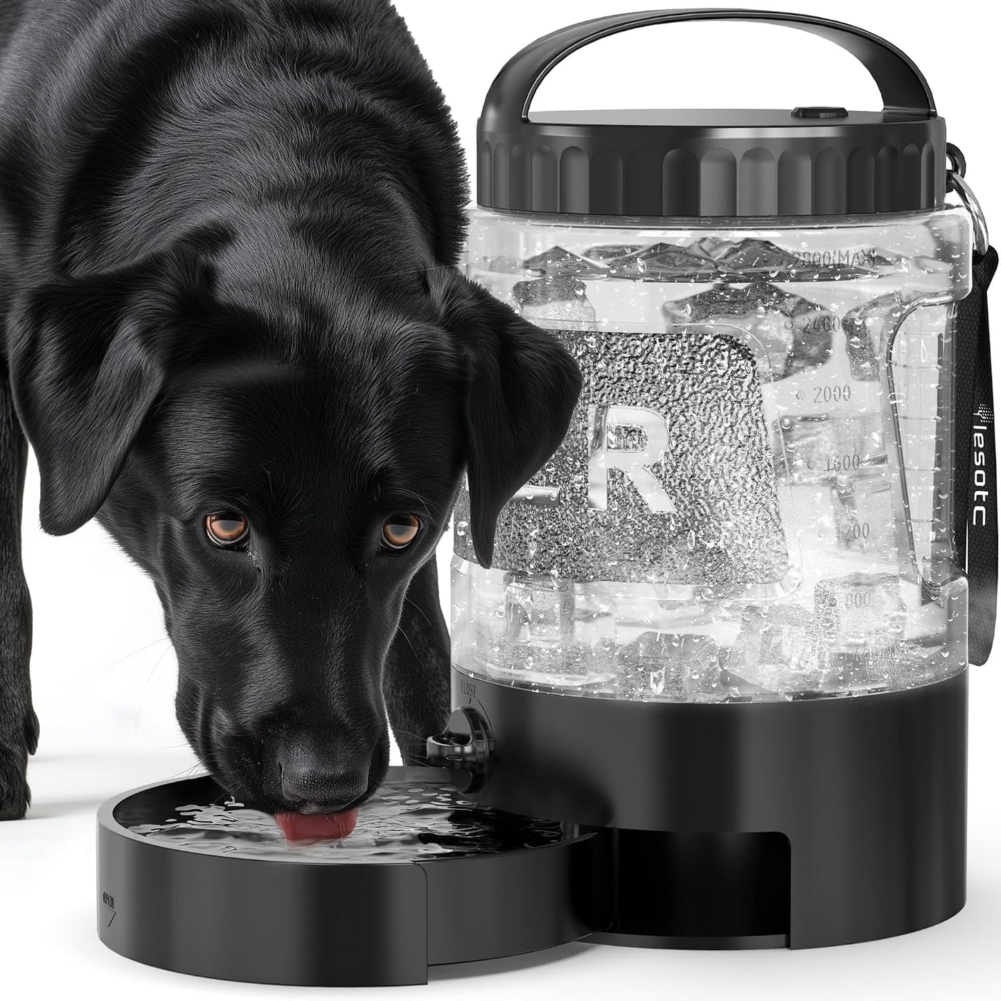 lesotc Portable Dog Water Bowl Dispenser - 77oz Travel Water Bottle with Pop-Out Drinking Bowl, No-Spill Design for Camping, Hiking & Car Rides - Keep Your Dog Hydrated Anywhere, Black - Image 10