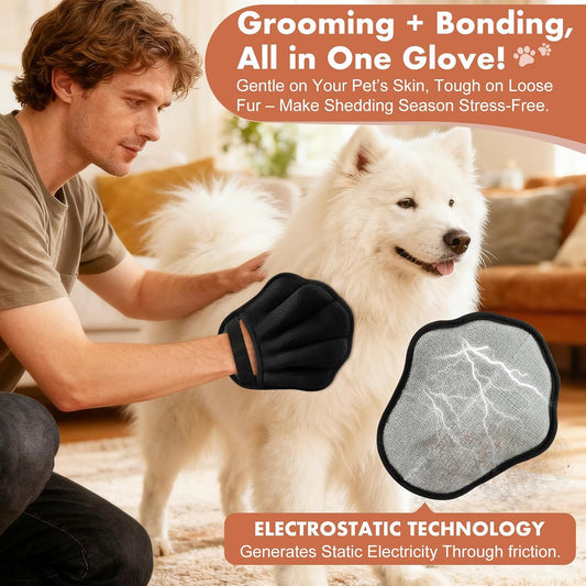 Upgraded five finger pet hair remover glove side angle