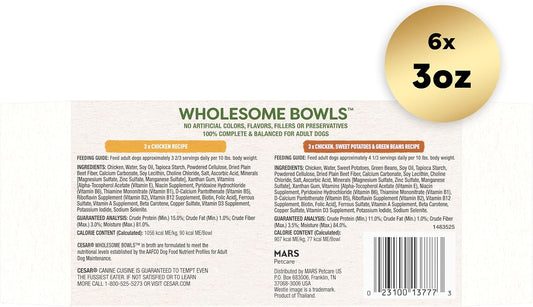 Premium soft wet dog food bowls with real chicken and sweet potatoes.