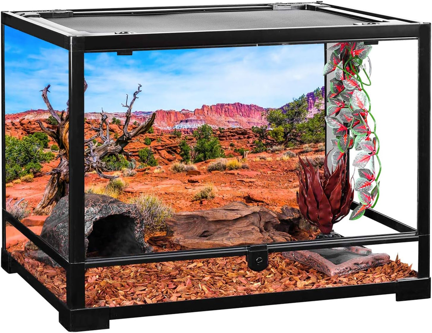 AWERT vinyl cloth reptile tank background crease removal and setup view