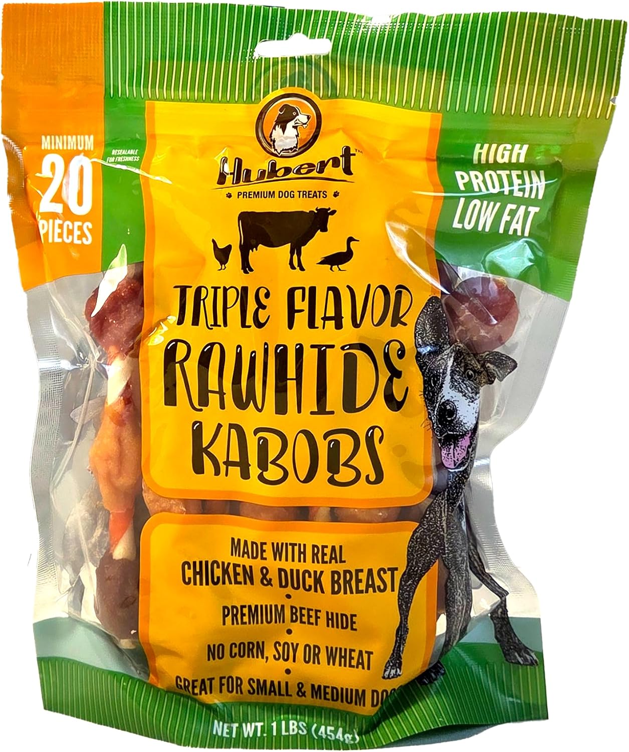 Hubert Pet Triple Flavored Rawhide Kabobs, Chicken, Duck & Pork Hide Dog Chews, All Natural Treats for All Dog Sizes, 2 Pound Resealable Bag - Image 10