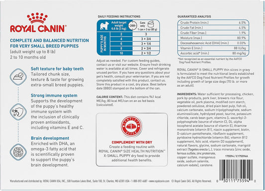 Royal Canin extra small breed puppy wet food pack of twelve cans
