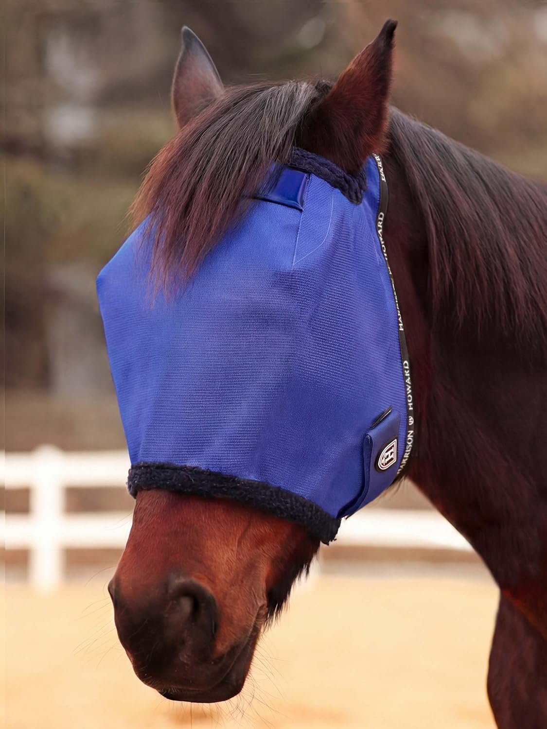 Harrison Howard Reinforced Horse Fly Mask with Mirror PVC Brow Support, Enhanced Eye Space, UV Protection Purple M - Image 13