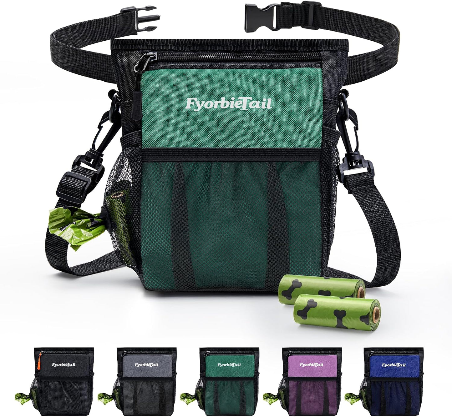 Dog Treat Pouch, 4 Cup Waterproof Dog Training Bag, Hands-Free 3 Ways to Wear, Magnetic Closure, Multi-Pocket, with 2 Rolls Poop Bags (Black) - Image 12