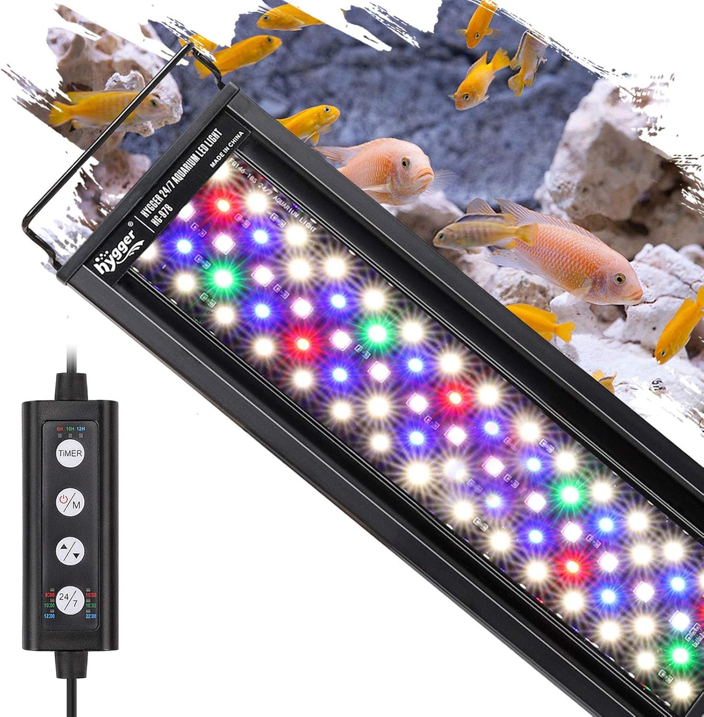 hygger 42W 24/7 Lighting Aquarium LED Light, Sunrise-Daylight-Moonlight Mode and DIY Mode, Timer Adjustable Brightness Fish Tank Light with Extendable Bracket 7 Colors for Planted Tank - Image 9