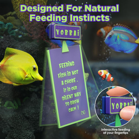 YOBBAI swinging motion aquarium feeder with honeycomb grid enclosure