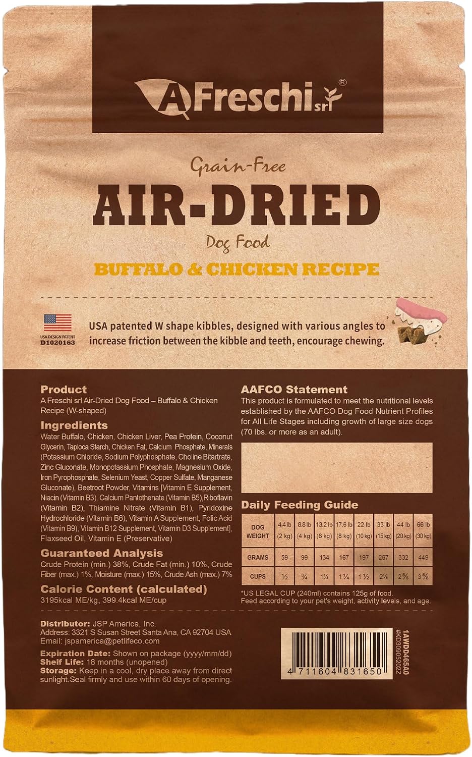 A Freschi srl authentic water buffalo and chicken raw alternative pet food product collection