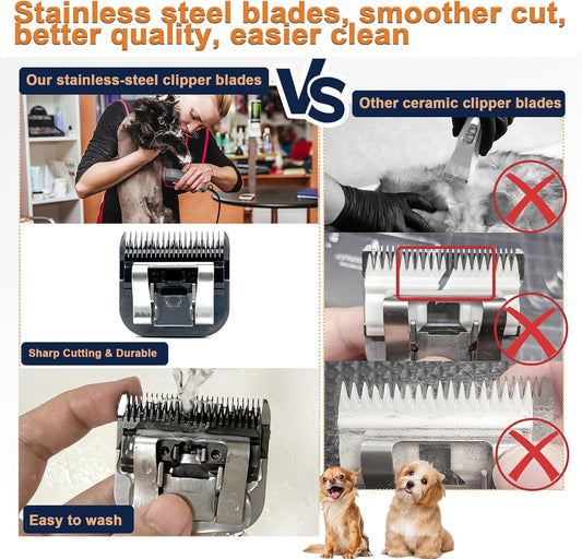 Stainless steel replacement pet clipper blade displaying the cutting teeth