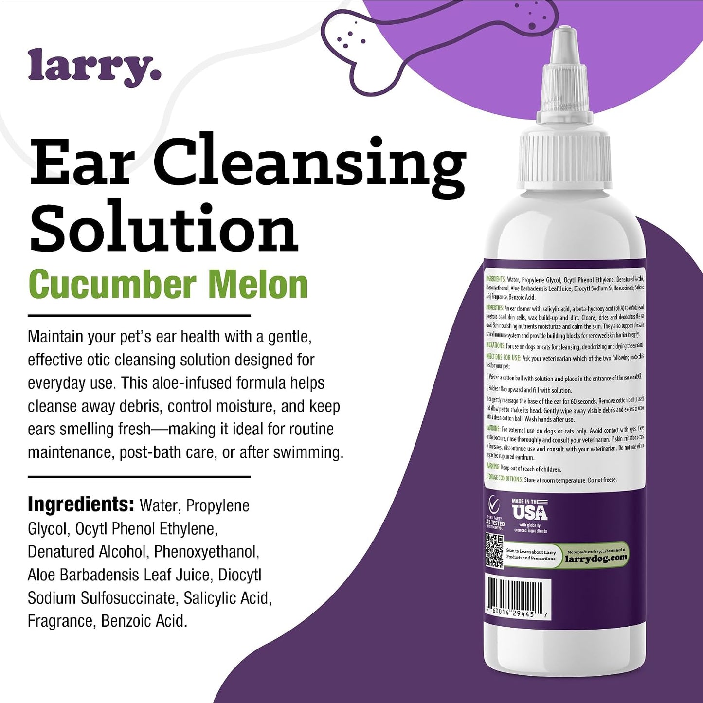 Top view of Larry ear cleaner bottle for cats and dogs