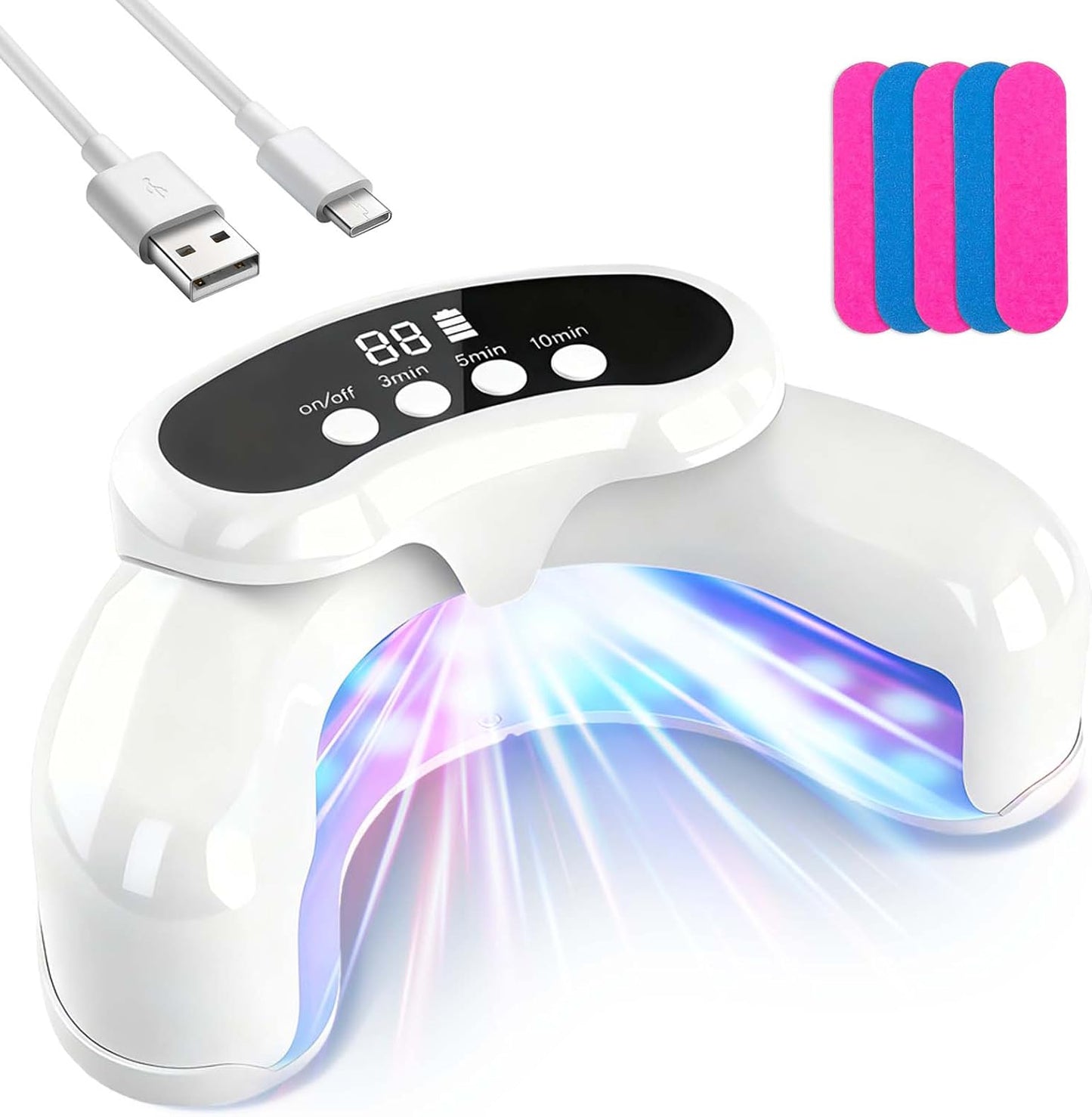 OMNIGAG nail health solution device showing the charging port and timer buttons