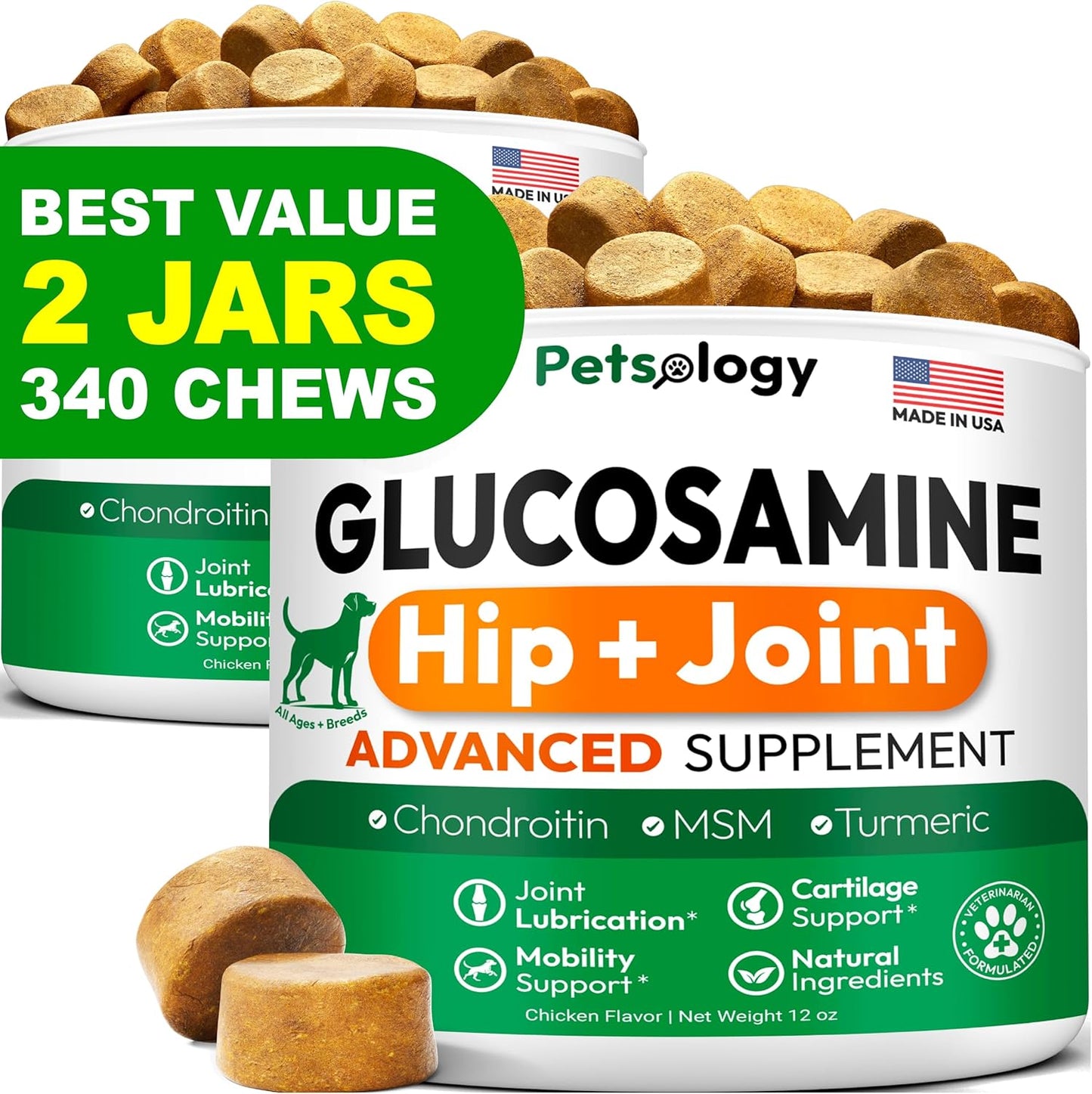 Hemp Calming Chews for Dogs - 170 Dog Calming Chews - Anxiety Relief Treats - Advanced Stress Relief Supplement, Separation Aid, Barking, Fireworks, Melatonin - Hip & Joint Support - Made in USA - Image 13