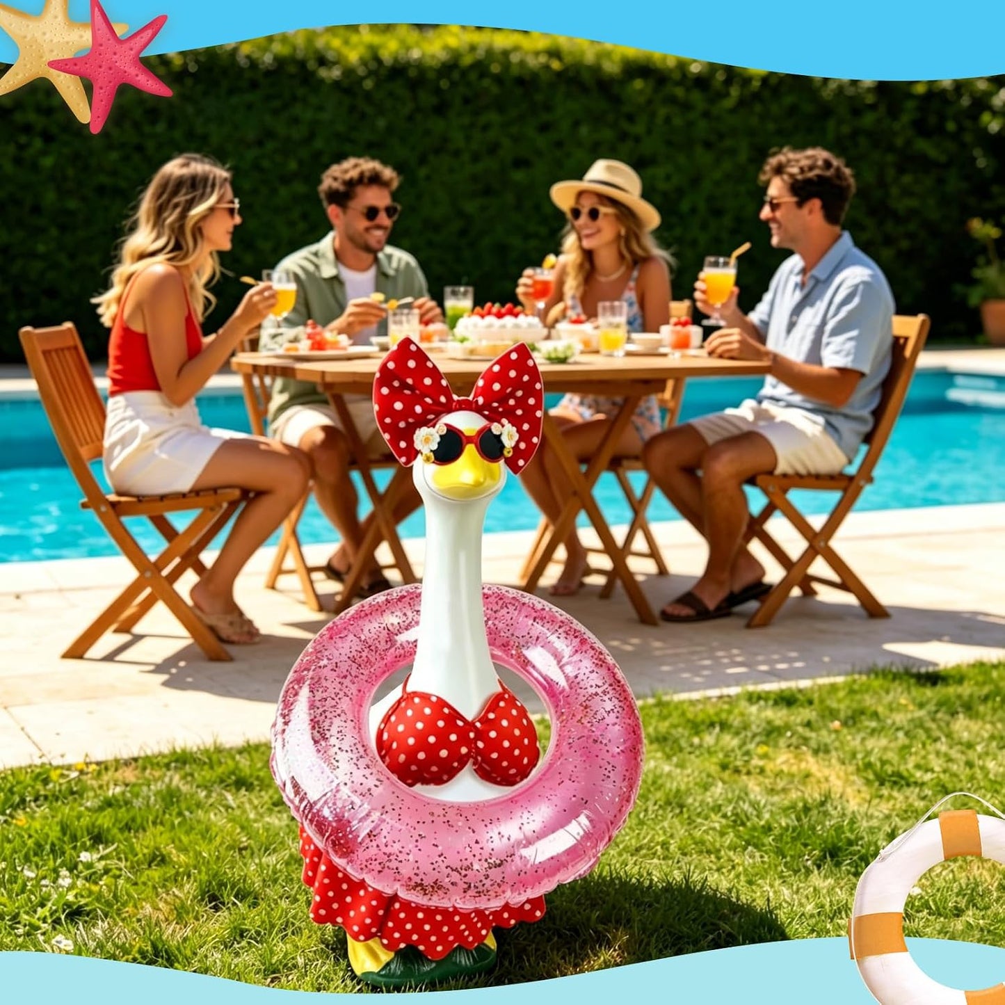 YXFEIR summer theme yard decoration goose clothing kit with floatie