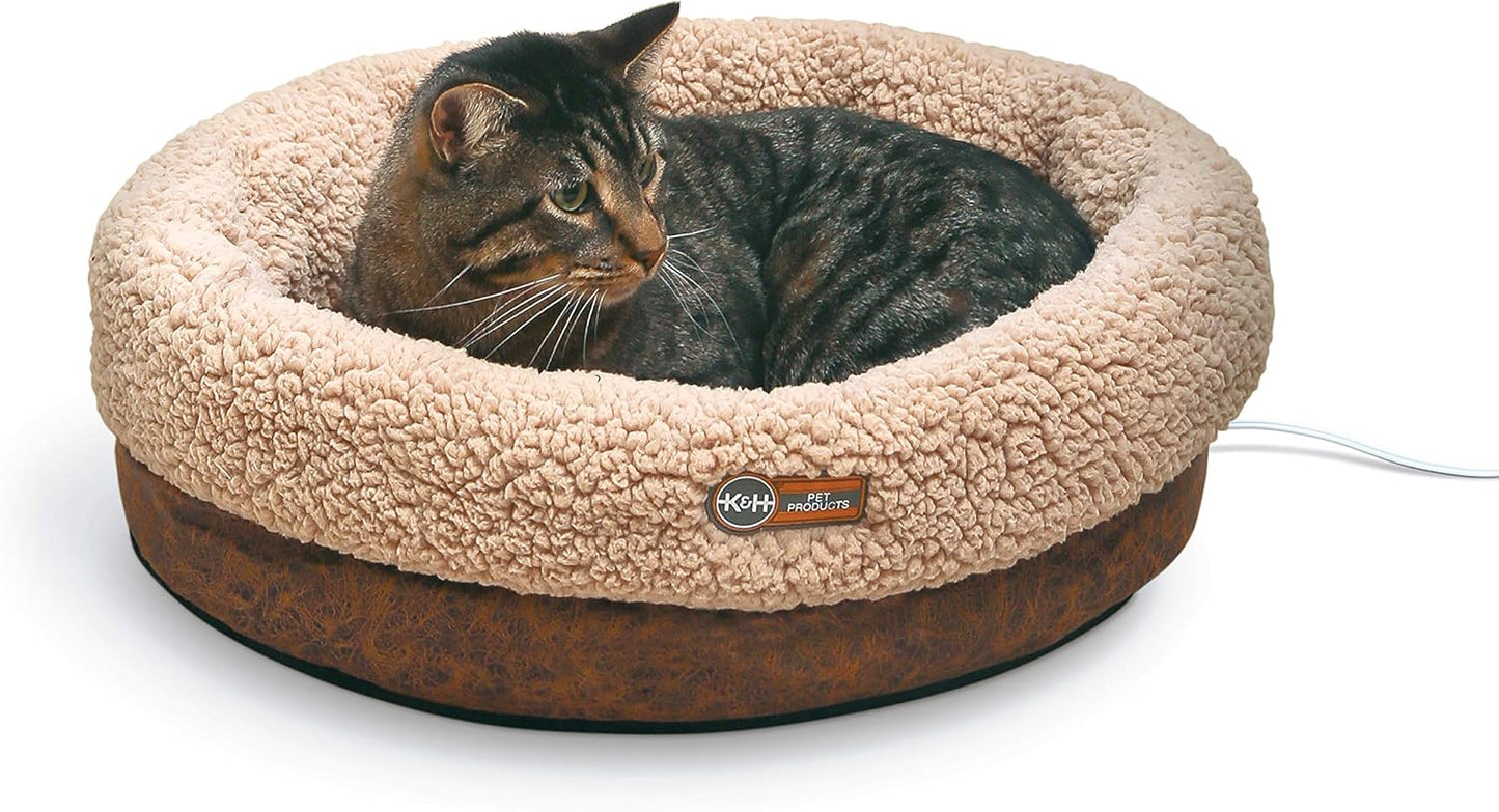 K&H Pet Products Heated Cat Bed Indoor, Thermo-Snuggle Cup Bomber Soft Heated Pet Bed for Large Indoor Cats and Small Dogs, Machine Washable, Waterproof Heated Pad, Safety Listed - 18 X 14in Gray - Image 11