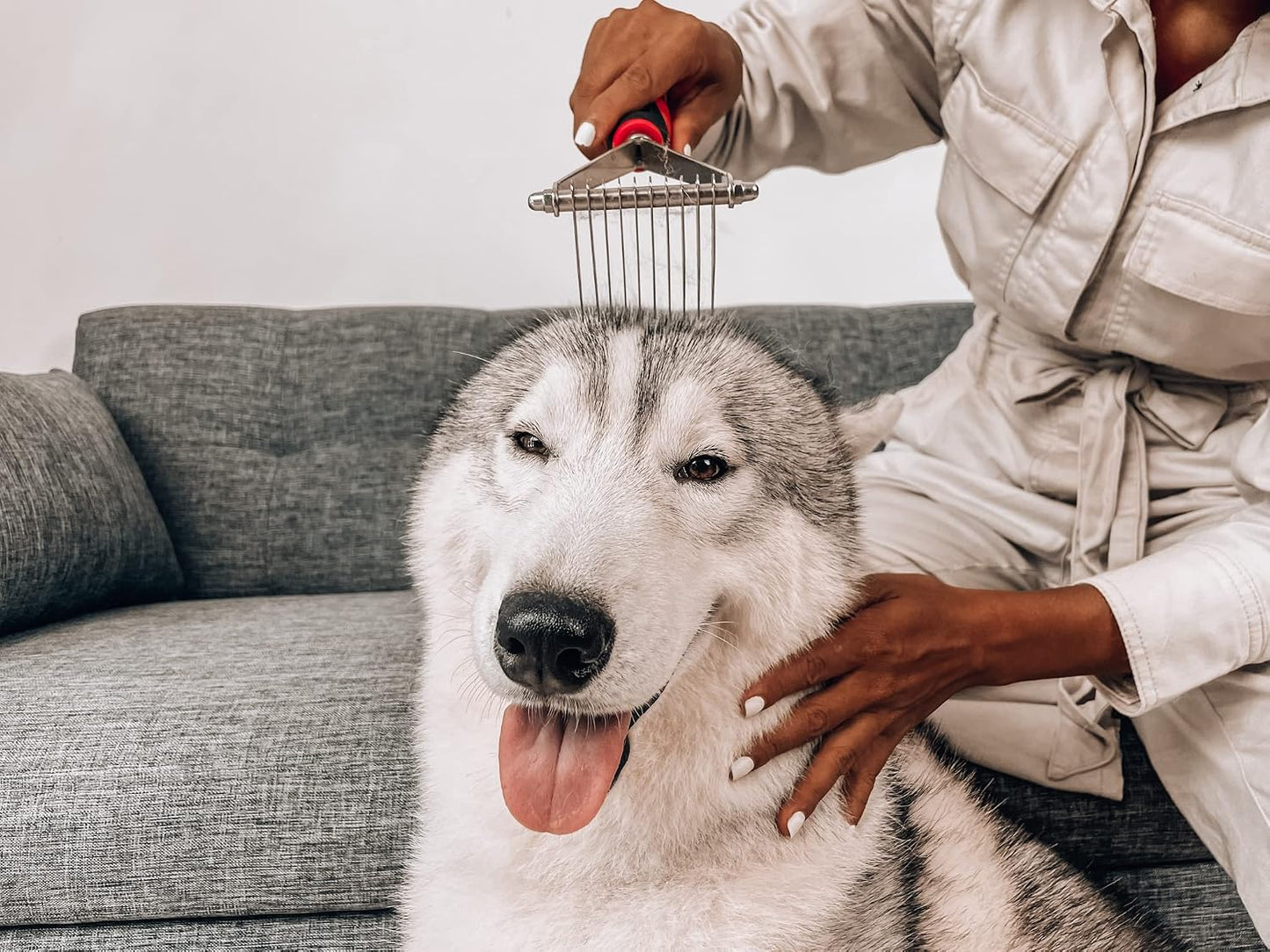 Tuff Pupper Dog Undercoat Rake Tool | Easily & Safely Remove Dead, Matted Or Knotted Hair | Ergonomic Dematting Comb For Thick Coats | Non-Slip Safety Handle Provides Precision Control Against Knots - Image 9